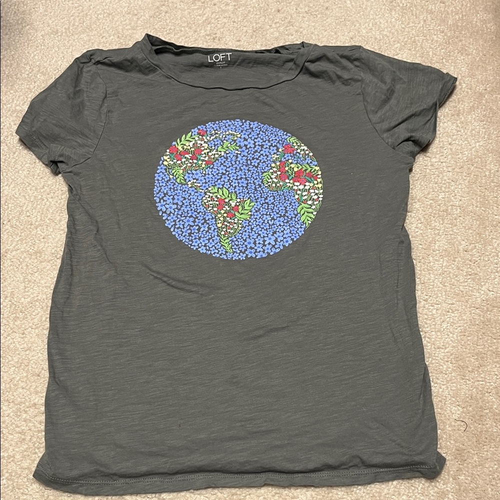 LOFT Short-Sleeve Tee with Floral Globe Graphic